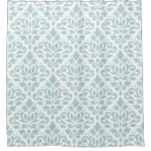 ダマスク織の白の大きいPtnのアヒルの卵の青(b)をスクロールして下さい シャワーカーテン (正面)