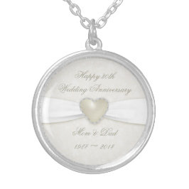 ダマスク織の第30結婚記念日のネックレス シルバープレートネックレス