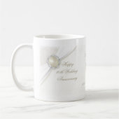 ダマスク織の第30結婚記念日のマグ コーヒーマグカップ (左)