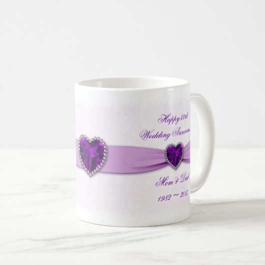 ダマスク織の第33結婚記念日のマグ コーヒーマグカップ (正面右)