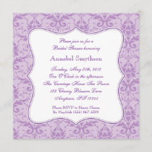 ダマスク織の紫色の優雅の招待状