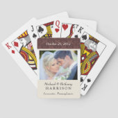 ダマスク織の結婚式の写真のパーソナライズなトランプ トランプ (裏面)