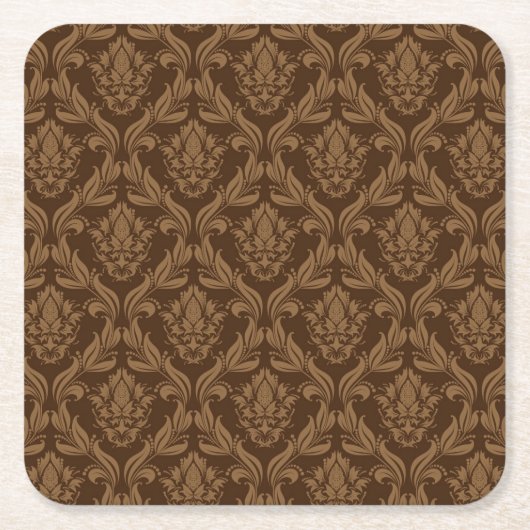 ダマスク織の背景2 スクエアペーパーコースター (正面)