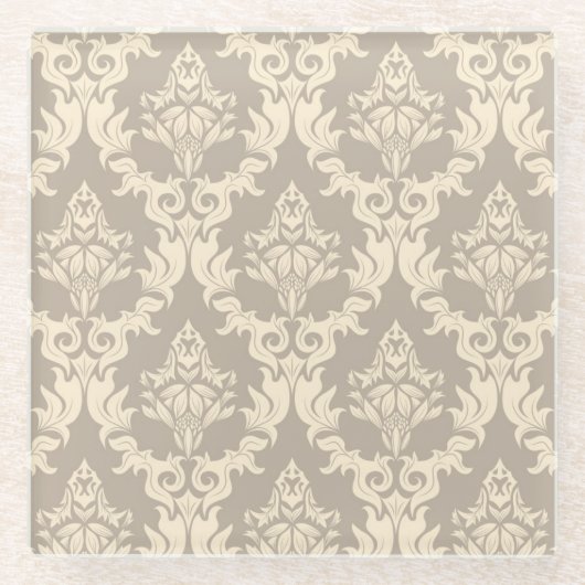 ダマスク織の背景 ガラスコースター (正面)