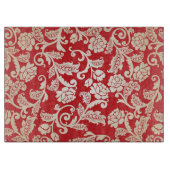 ダマスク織の花の背景パターン カッティングボード (正面)