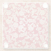 ダマスク織の花の背景パターン ガラスコースター (裏面)