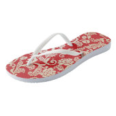 ダマスク織の花の背景パターン ビーチサンダル (アングル)