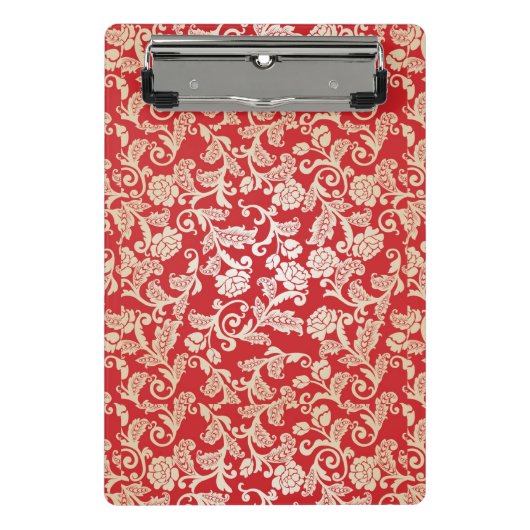 ダマスク織の花の背景パターン ミニクリップボード (正面)
