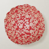 ダマスク織の花の背景パターン ラウンドクッション (裏面)