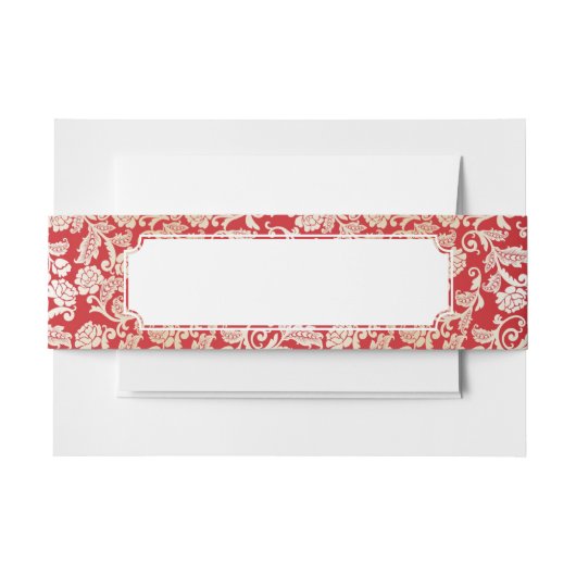 ダマスク織の花の背景パターン 招待状ベリーバンド (正面例)