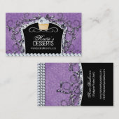 ダマスク織の花型女性歌手のカップケーキのベーカリーの名刺 名刺 (正面/裏面)