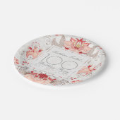 ダマスク織の花柄の100th誕生会の紙皿 ペーパープレート (アングル)