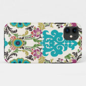 ダマスク織の花柄パターンプラムターコイズ Case-Mate iPhoneケース (裏面(横))