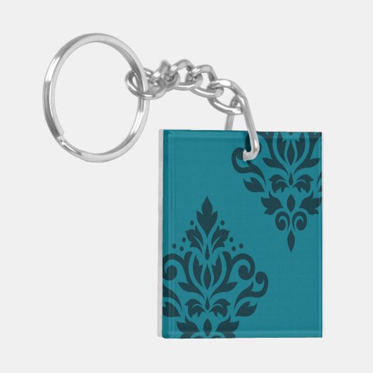 ダマスク織の芸術Iの2Way暗闇及び中間ティール(緑がかった色)をスクロールして下さい キーホルダー (正面左)