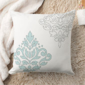 ダマスク織の芸術Iの(ライン)アヒルの卵のブルーグレーの重量をスクロールして下さい クッション (ブランケット)