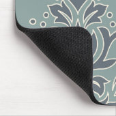 ダマスク織の芸術I (輪郭)のクリーム色の青のティール（緑がかった色）をスクロールして下さい マウスパッド (コーナー)