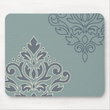 ダマスク織の芸術I (輪郭)のクリーム色の青のティール（緑がかった色）をスクロールして下さい