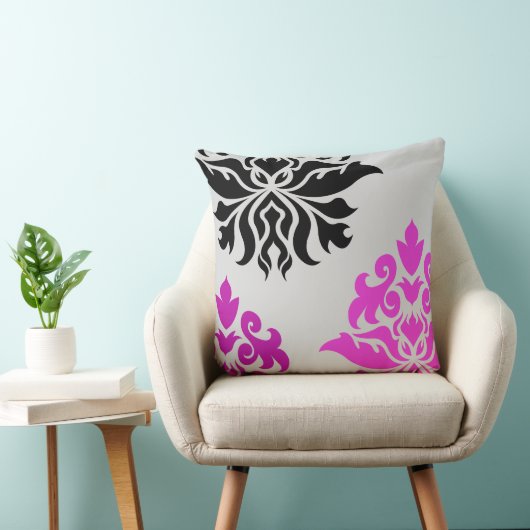 ダマスク織の華美なモンタージュのピンクのプラム灰色の黒 クッション (椅子)