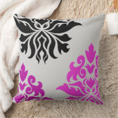 ダマスク織の華美なモンタージュのピンクのプラム灰色の黒 クッション (ブランケット)