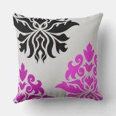 ダマスク織の華美なモンタージュのピンクのプラム灰色の黒 クッション (裏面)