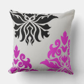 ダマスク織の華美なモンタージュのピンクのプラム灰色の黒 クッション (正面)