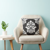 ダマスク織の華美な繰り返しパターン-黒の白 クッション (椅子)