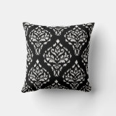 ダマスク織の葉が多いバロック式の繰り返しパターンB&W I クッション (裏面)