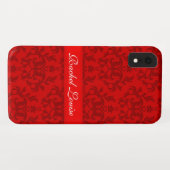 ダマスク織の赤はあなた自身の一流のiphoneの場合を加えます Case-Mate iPhoneケース (裏面(横))