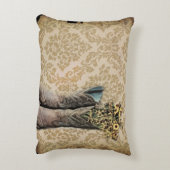 ダマスク織の野生の花の西欧諸国のカウボーイ・ブーツ アクセントクッション (裏面(縦))