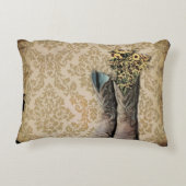 ダマスク織の野生の花の西欧諸国のカウボーイ・ブーツ アクセントクッション (裏面)