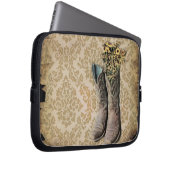 ダマスク織の野生の花の西欧諸国のカウボーイ・ブーツ ラップトップスリーブ (正面右)