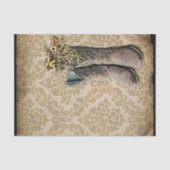 ダマスク織の野生の花の西欧諸国のカウボーイ・ブーツ 薄葉紙 (正面)