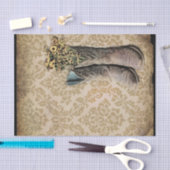 ダマスク織の野生の花の西欧諸国のカウボーイ・ブーツ 薄葉紙 (クラフト)