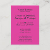 ダマスク織の野生の花、真夜中の仮面舞踏会 名刺 (裏面)