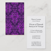 ダマスク織の野生の花、紫色のエンボスの金属 名刺 (正面/裏面)