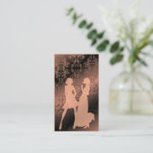 ダマスク織の野生の花、薄い影の黒及びモモ 名刺 (スタンド正面)