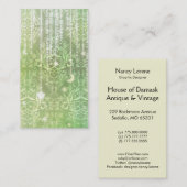 ダマスク織の野生の花、VALESKA緑の夫人 名刺 (正面/裏面)
