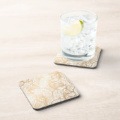 ダマスク織の金ゴールドの花柄パターン コースター (右側)