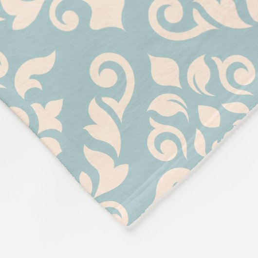 ダマスク織の青のバロック式の部品パターンクリーム フリースブランケット (角)