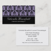 ダマスク織の黒い紫色の美容師の名刺 名刺 (正面/裏面)