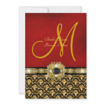 ダマスク織の黒く赤い金ゴールド"エレガントな結婚式"