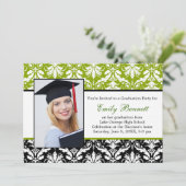 ダマスク織の黒のライムの卒業パーティー 招待状 (スタンド正面)