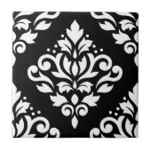 ダマスク織の黒の大きいデザイン(b)の白をスクロールして下さい タイル (正面)