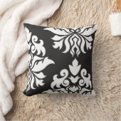 ダマスク織の黒の華美なモンタージュIIの白 クッション (ブランケット)