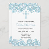 ダマスク織の《キリスト教》洗礼式や命名式の洗礼の招待状 招待状 (正面/裏面)