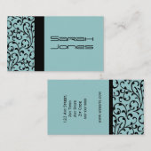 ダマスク織のBusinesエレガントで黒くおよび青のカード 名刺 (正面/裏面)