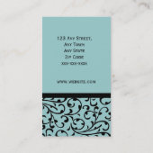 ダマスク織のBusinesエレガントで黒くおよび青のカード 名刺 (裏面)