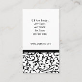 ダマスク織のBusinesエレガントな白黒カード 名刺 (裏面)