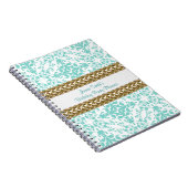 ダマスク織のLt Blueのホワイトゴールドの誕生日のプランナー ノートブック (右側)