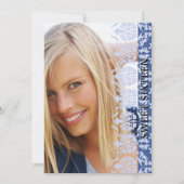 ダマスク織は写真の青の招待状を見通します 招待状 (正面)